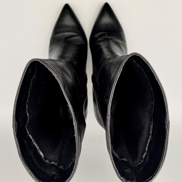 L'Intervalle Black Leather Mid-height 3.5" Cone Heel Boot, Women's Size 6.5 / 37 - Picture 7 of 14